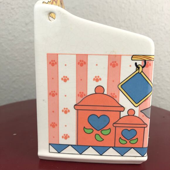 Vintage Artsy Lisa Berette Fat Orange Kitty Cat Recipe Card Holder Made in Japan - Picture 7 of 14